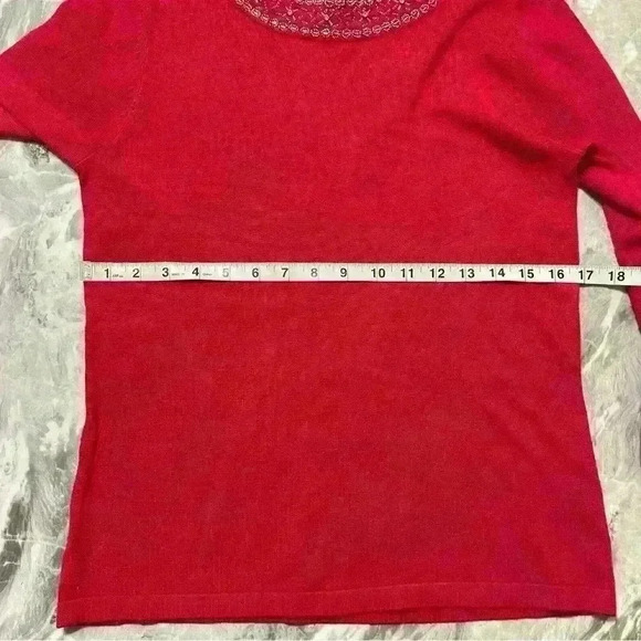 Croft & Barrow WOMEN'S Red Rayon Blended  SZ SMALL Jeweled SWEATER  New - Picture 6 of 12